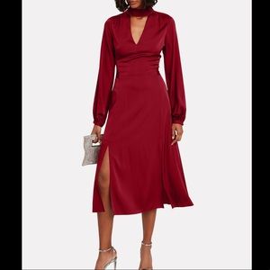 Intermix Red Silk Victoria Dress in Rust